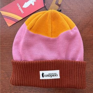 Cotopaxi Kids Beanie in Pink, Orange, and Brown